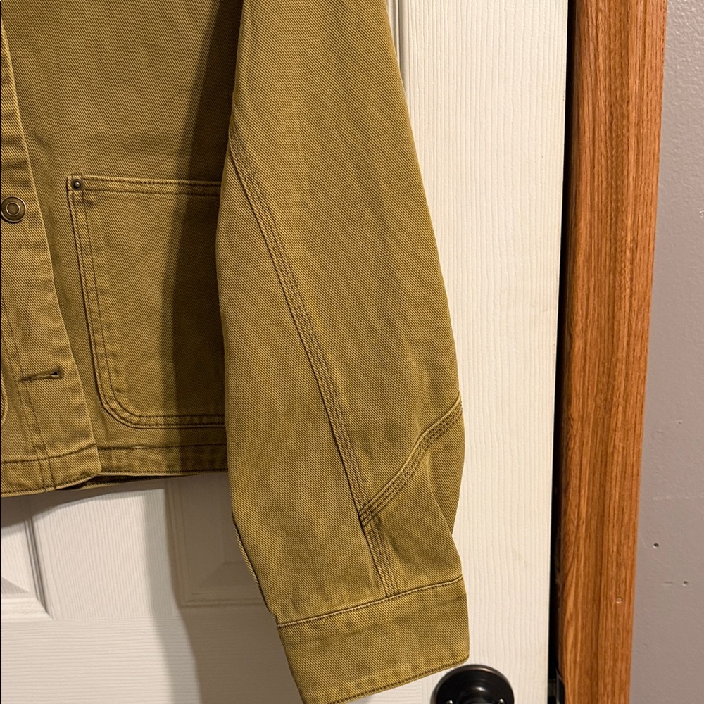 Ci Sono Tan Utility Jacket with Brown Leather Collar - Picture 5 of 8